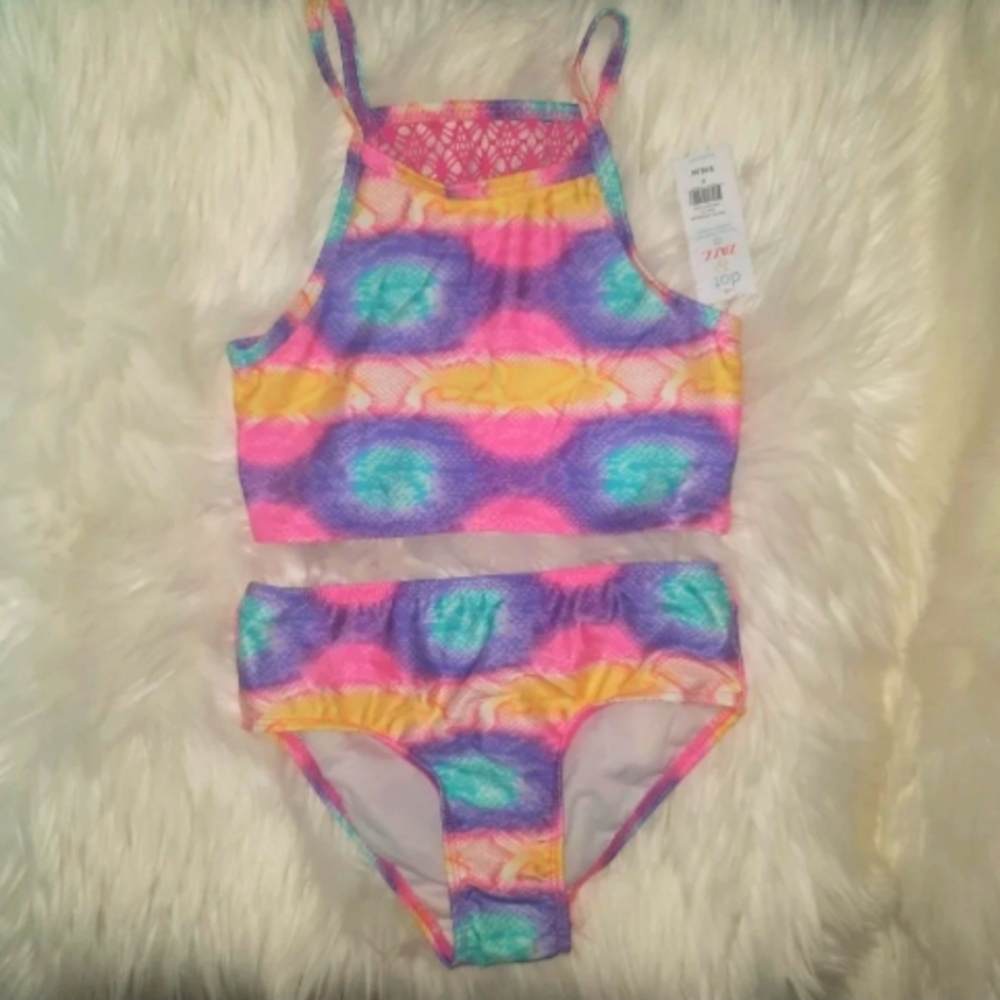 Dot & Zazz Colorful Snakeskin Print Bikini Set - Girls Size 8 - New With Tags